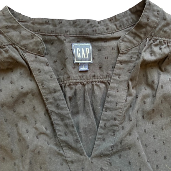 GAP Popover Top Black Swiss Dot Blouse Loose Fit Balloon Top Large 100% Cotton - Picture 4 of 9